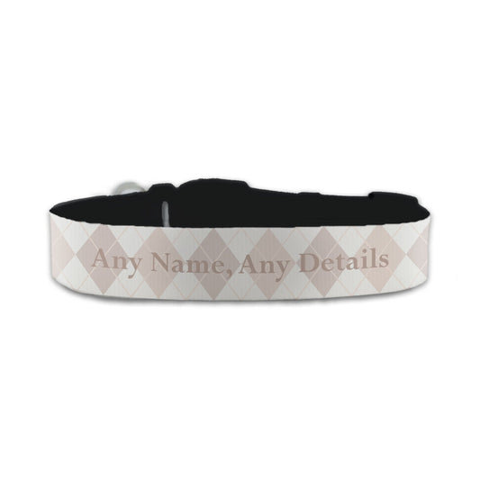 Personalised Small Dog Collar with Square Pattern Background