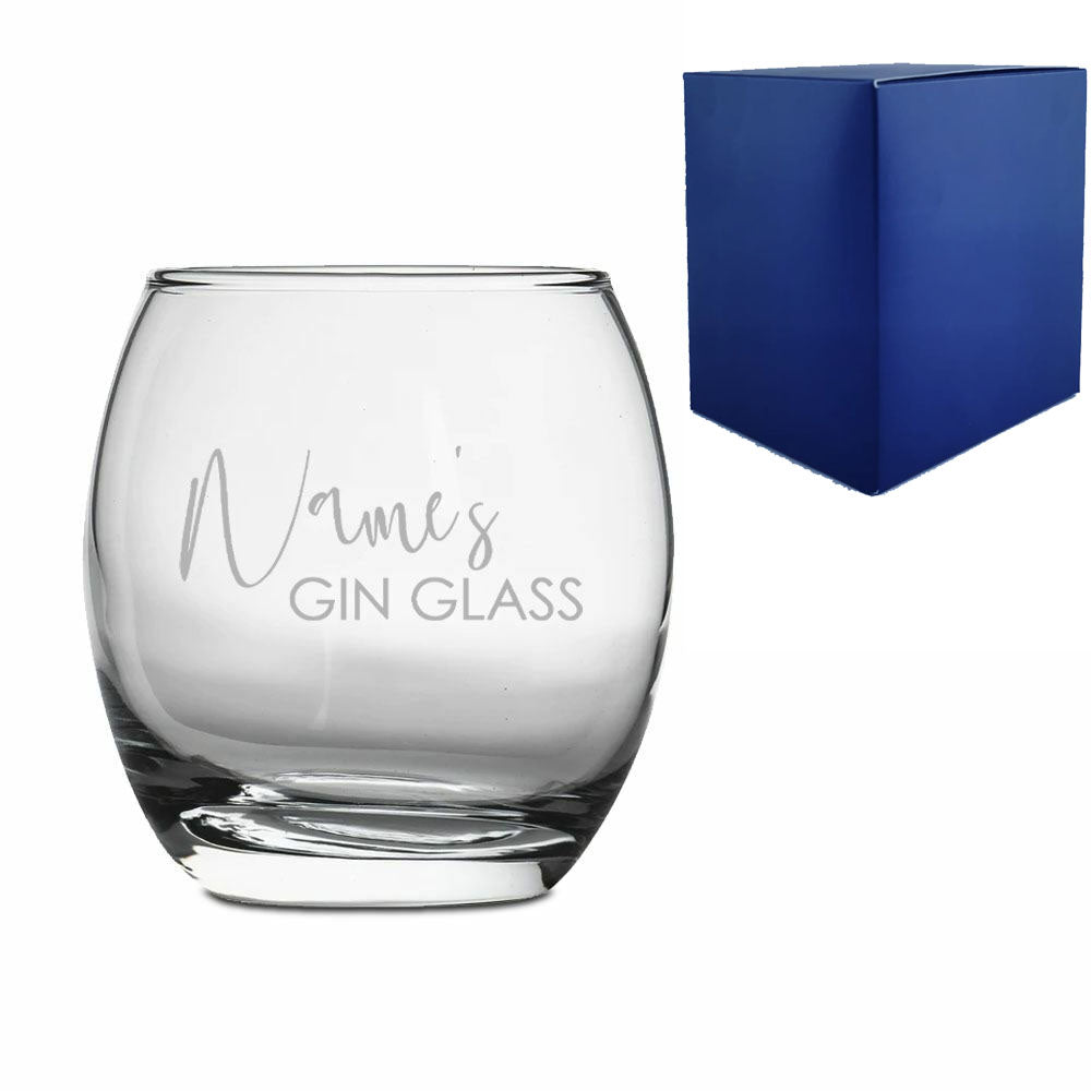 Engraved Gin Balloon and Tumbler Cocktail Glasses with Personalised Designs and Gift Box