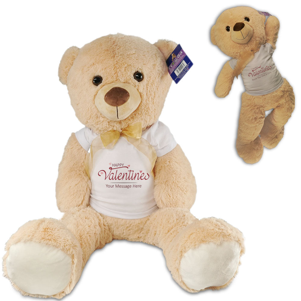 Large Teddy Bear with T-Shirt with Happy Valentines Design