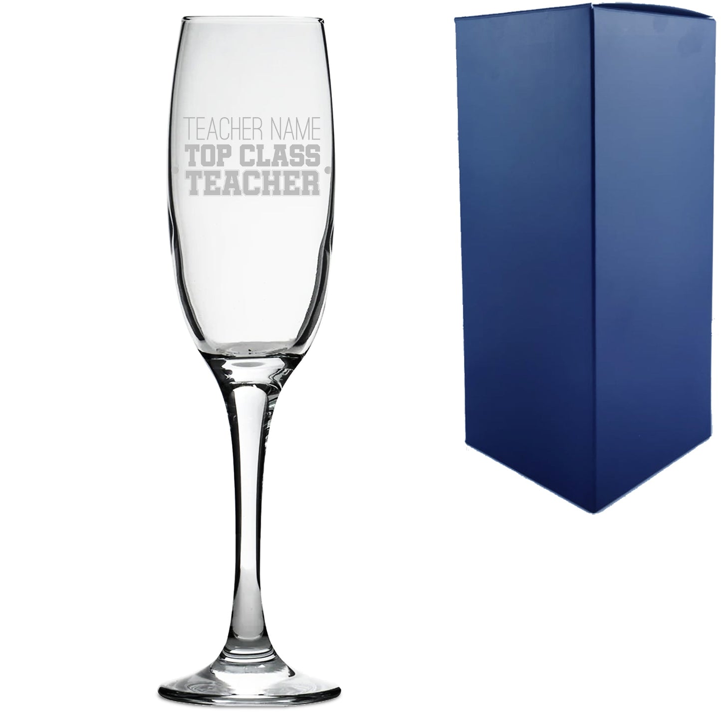 Engraved Teacher Champagne Flute with Top Class Teacher Design