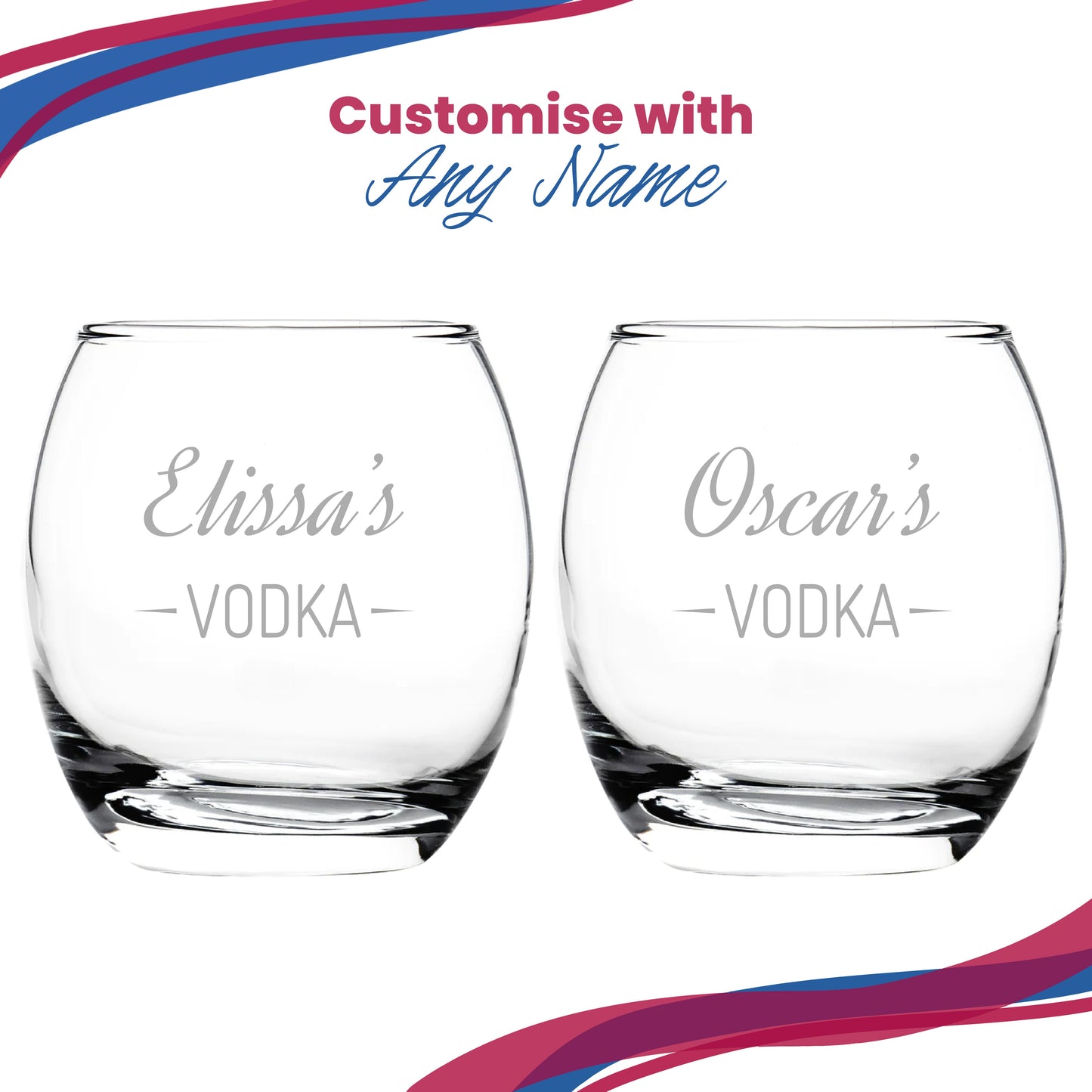 Personalised Engraved Novelty Vodka Tondo Tumbler with 'Name's Vodka' Design