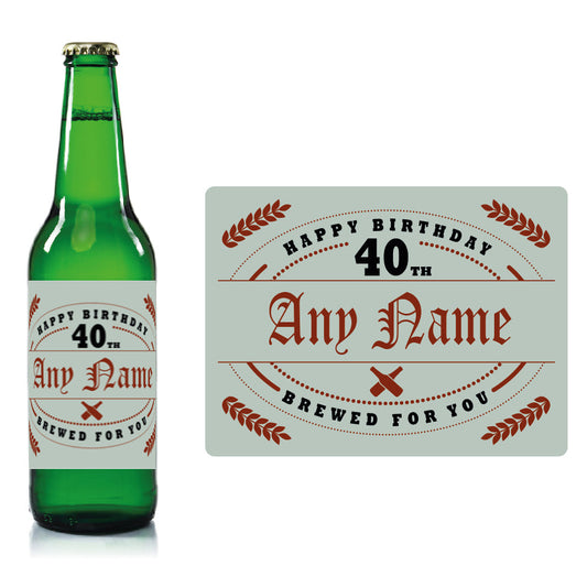 Personalised Birthday beer bottle label Pale Blue - Name and Year