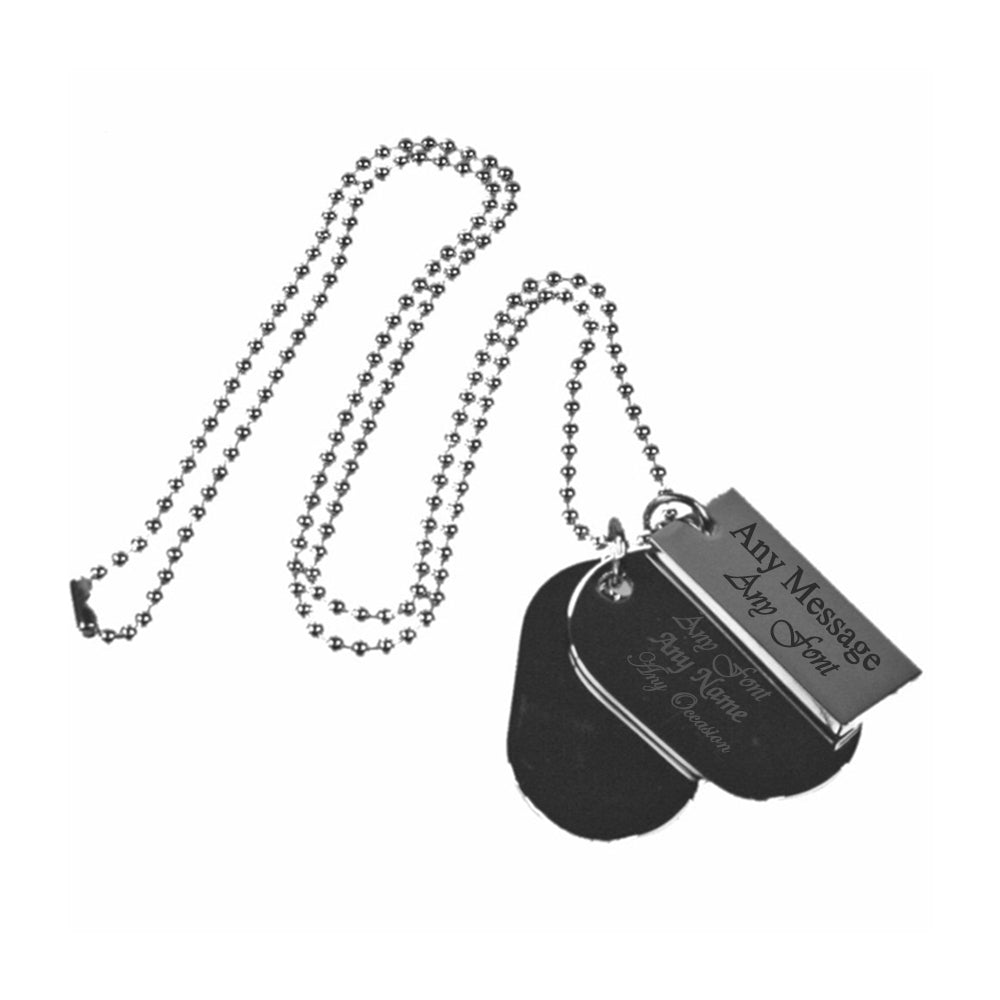 Engraved Stainless Steel Dog Tag Engraved with Oval and Rectangle Tags Engraved