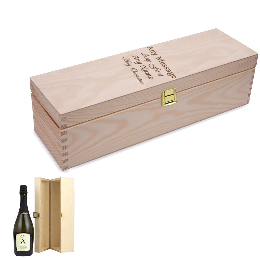 Personalised Engraved Wooden Wine Box with Clasp, to fit Standard Bottle or Wine or Champagne, Vertical Orientation, Perfect for Any Special Occasion