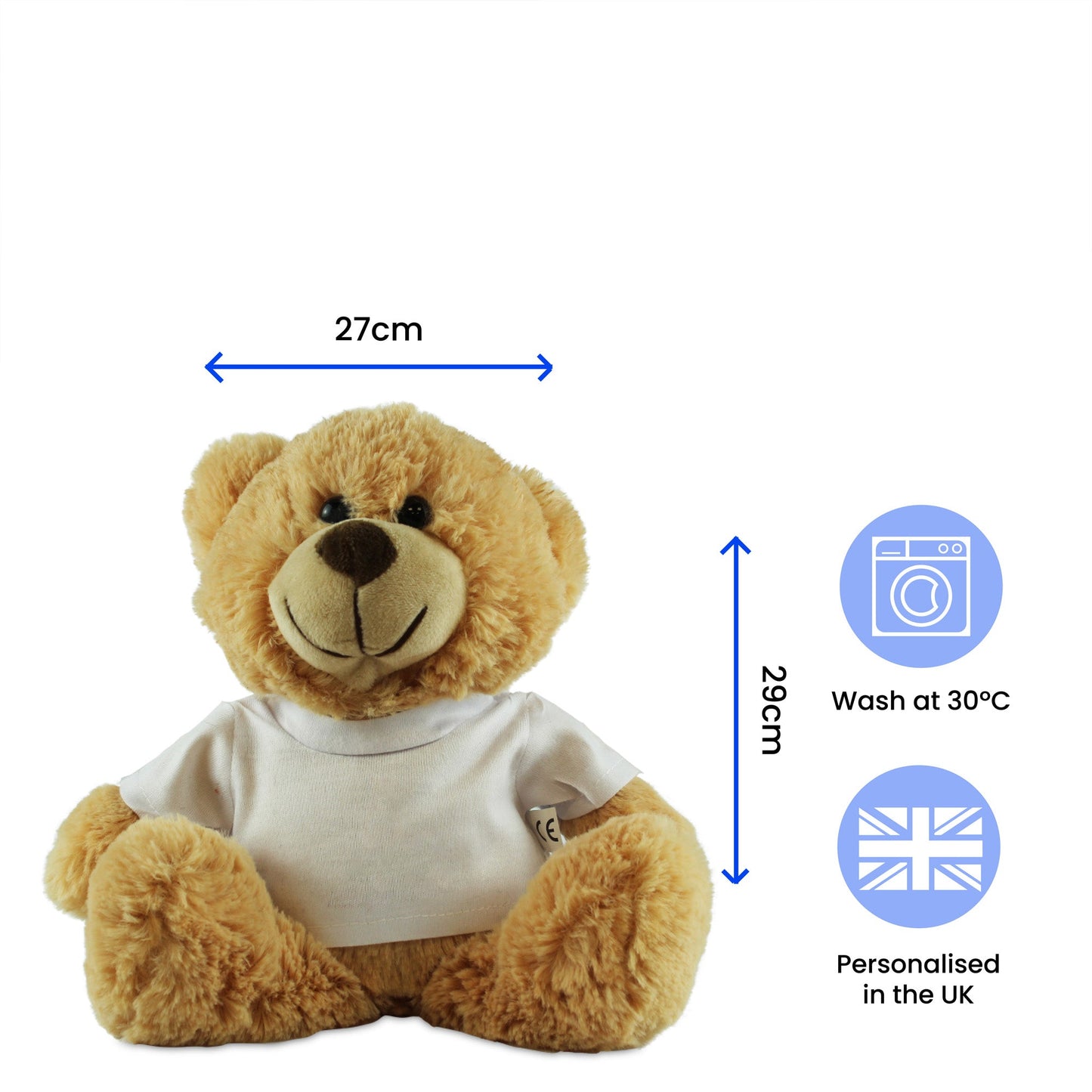 Soft Light Brown Teddy Bear Toy with T-shirt with Name in Heart Design