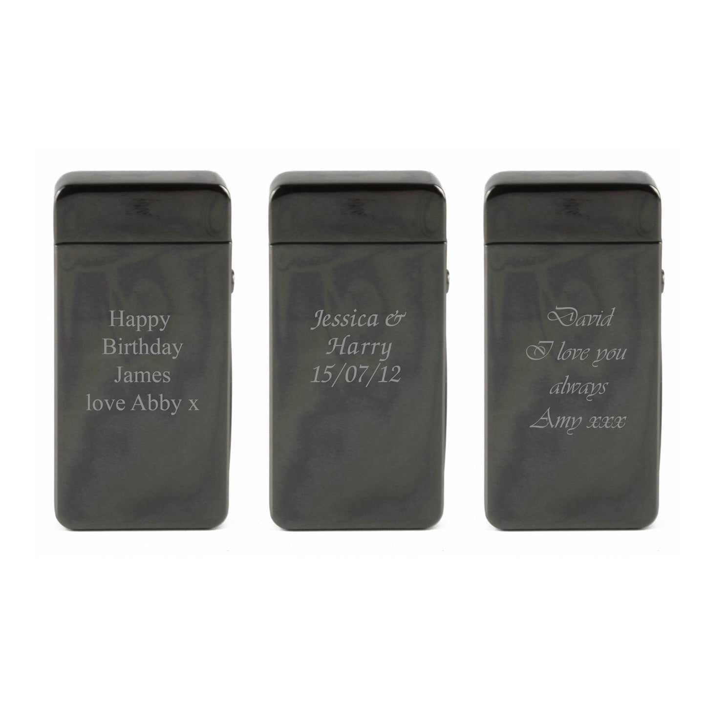 Engraved Electric Arc Lighter, Black, Any Message, Gift Boxed