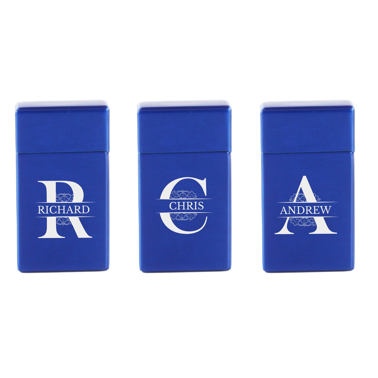 Engraved Jet Gas Lighter Blue Any Letter Gift Boxed