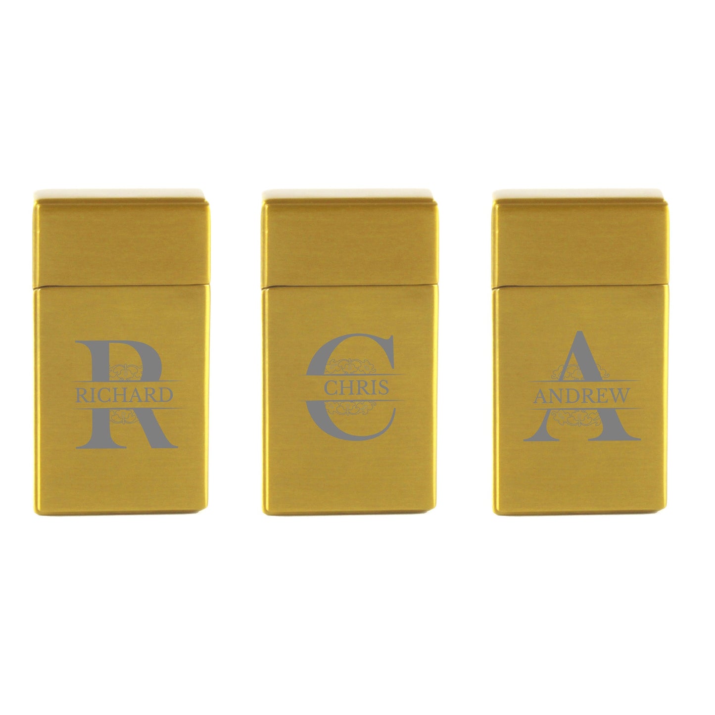 Engraved Jet Gas Lighter Gold Any Letter Gift Boxed