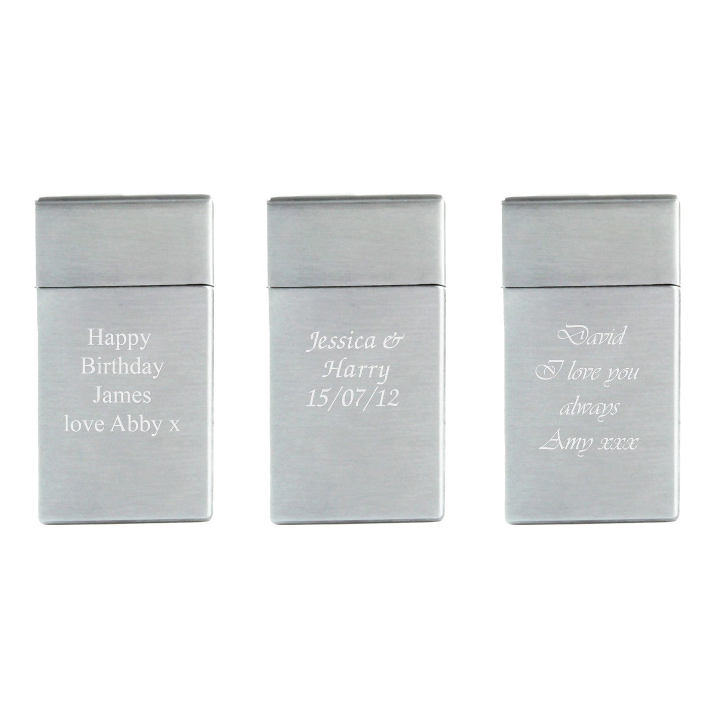 Engraved Jet Gas Lighter Silver Any Message Gift Boxed