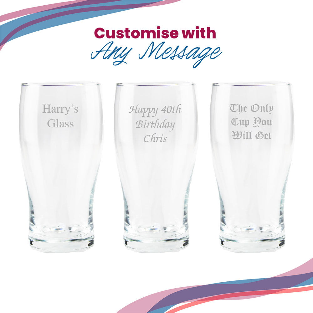 Engraved Manchester City 20oz Tulip Pint Glass, Gift Boxed