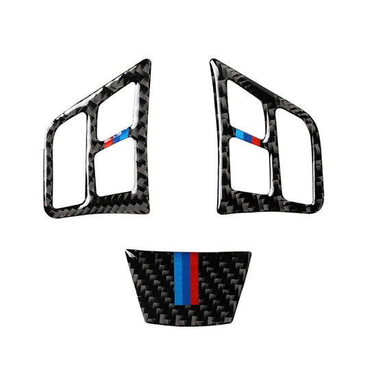3 in 1 Car Carbon Fiber Tricolor Steering Wheel Button Decorative Sticker for BMW 3 Series E90 2005-2012, Left and Right Drive Universal, For BMW 3 Series E90 2005-2012(Tricolor)