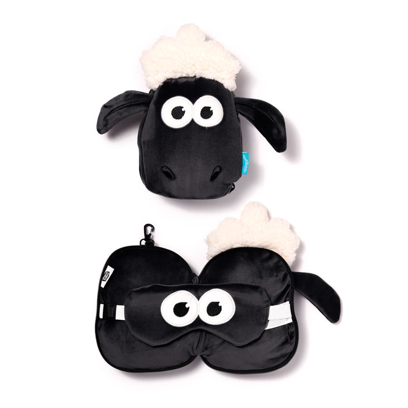 Relaxeazzz Shaun the Sheep Shaped Plush Travel Pillow & Eye Mask