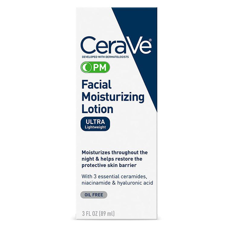 CeraVe PM Facial Moisturizing Lotion for Nightly Hydration & Barrier Repair for All Skin Types 3 oz