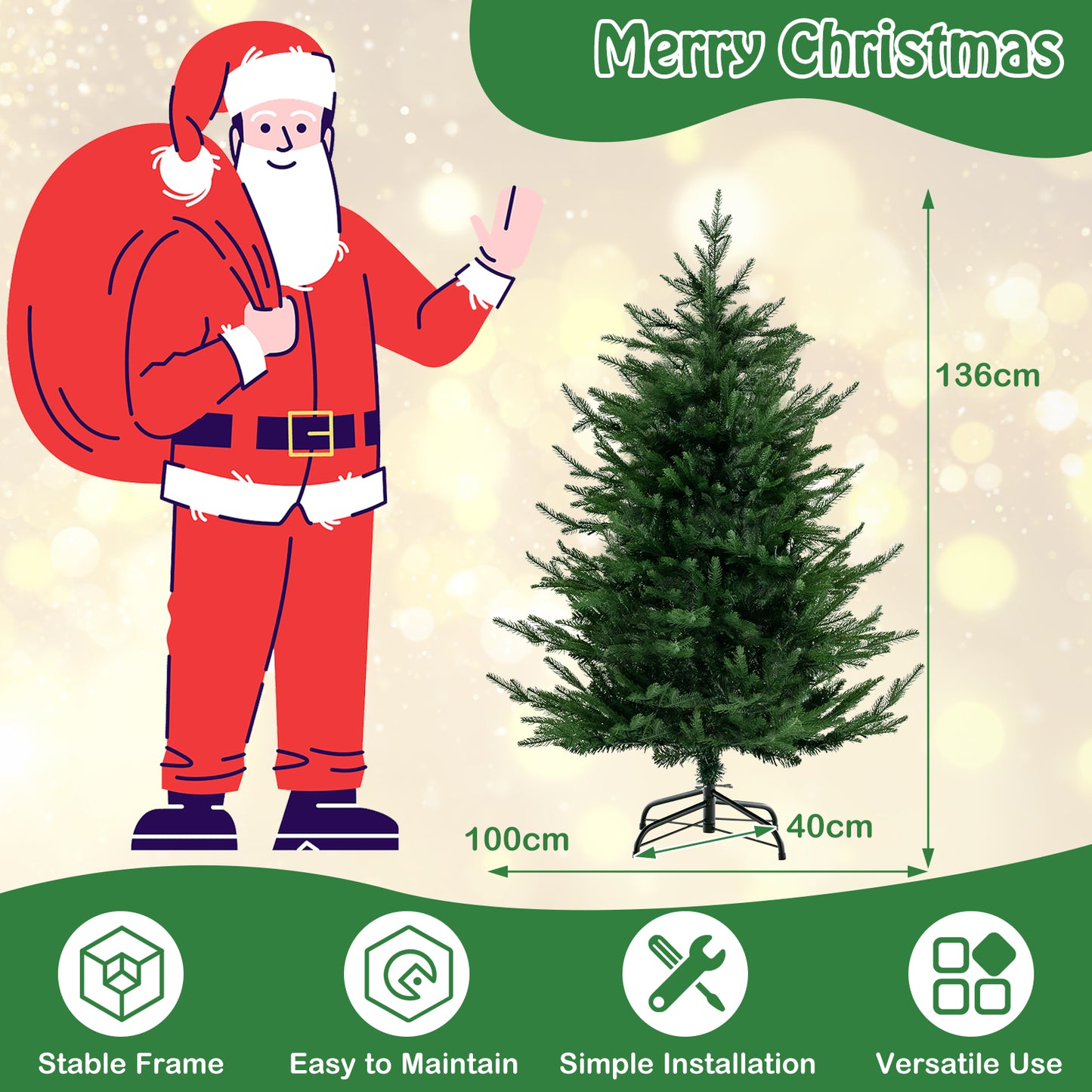 Pre-Lit Christmas Tree with LED Lights and 8 Lighting Modes-6 ft