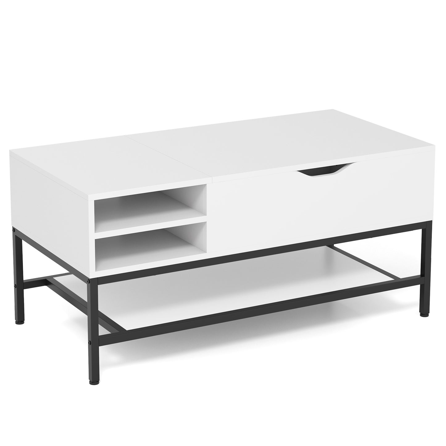 Lift Top Coffee Table with Hidden Compartment and Removable Shelf-Grey