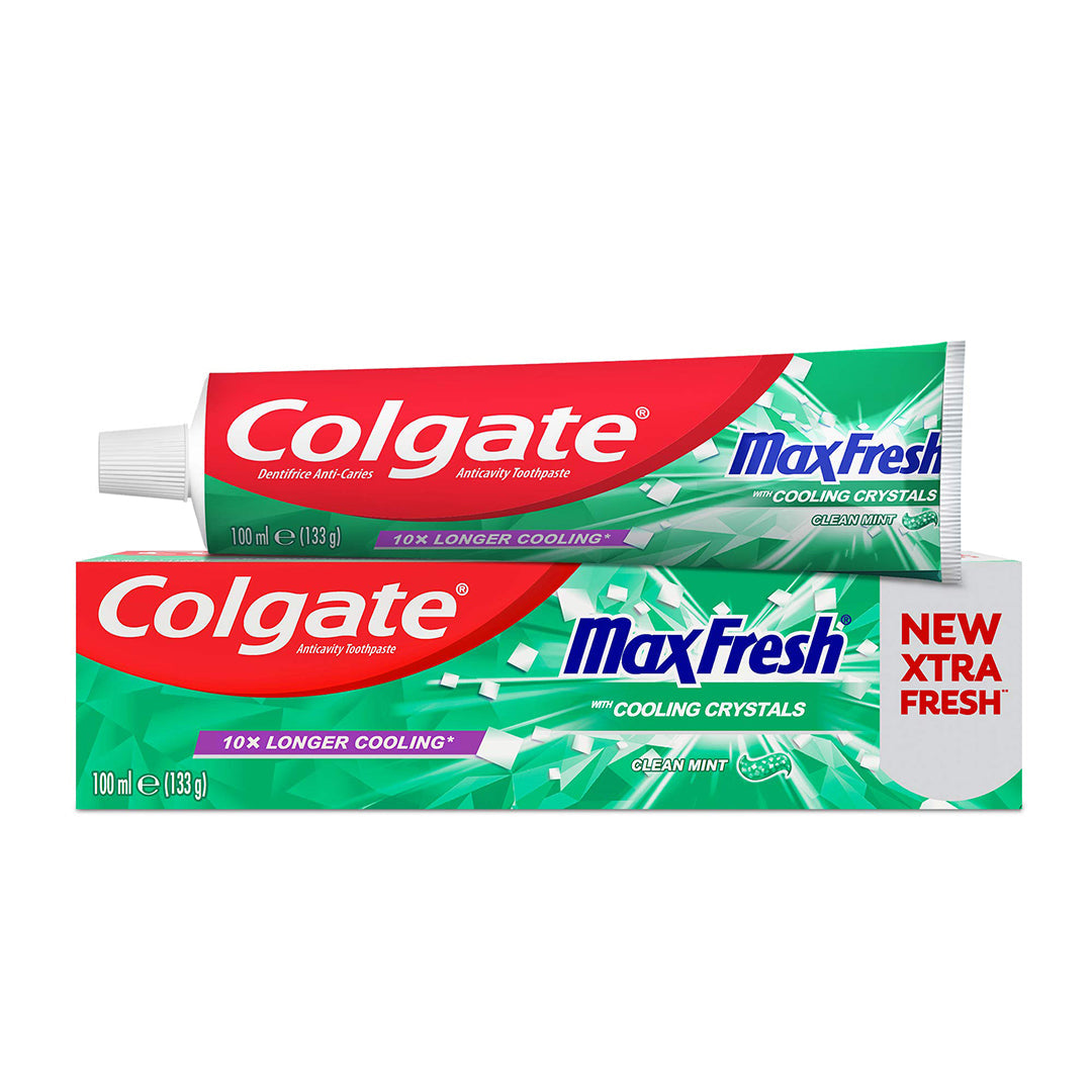 Colgate Max Fresh Clean Mint Toothpaste for Long-Lasting Fresh Breath & Whitening for Adults 100ml / 3.38 fl oz