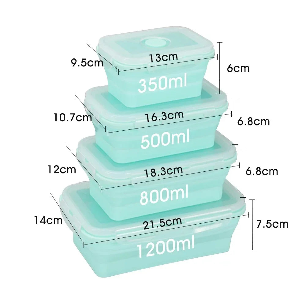 Collapsible Silicone Food Storage Containers with Lids & Vents - Kitchen Meal Prep Container Set