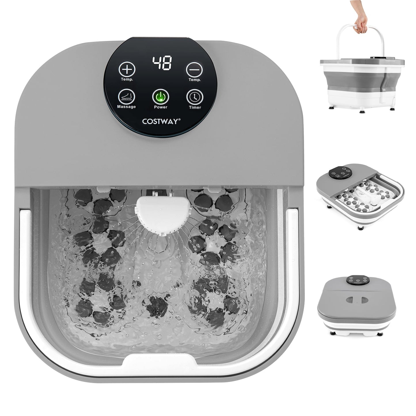 Collapsible Foot Spa Massager Bath Tub with Heat Shower and Timer-Blue