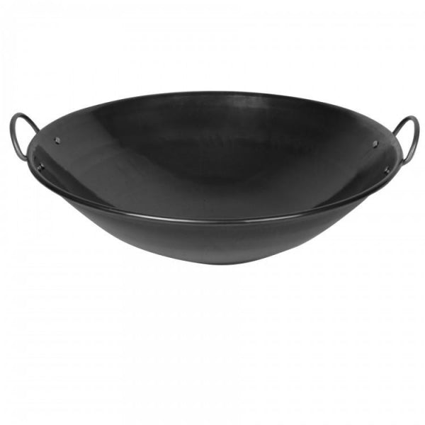 Curved Rim Iron Wok With Rounded Handles 61cm