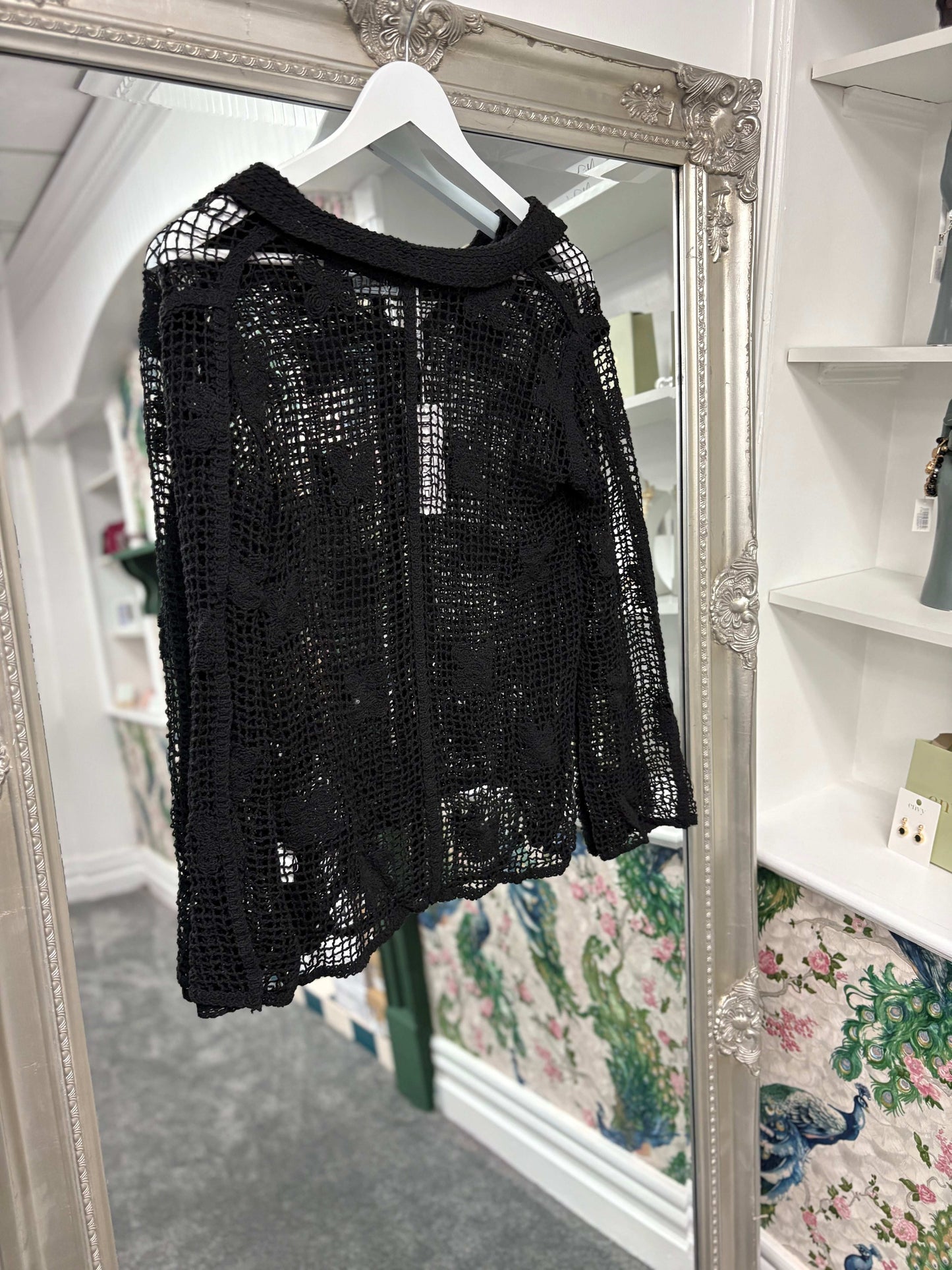Luxtyle Square Crochet Shirt | Sheer Button Down Blouse | One Size Fits 8–16/18