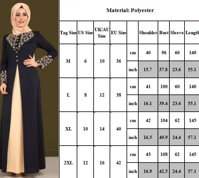 Contrast Colour Slim Fit Abaya Suit| Button-Detail Long Dress