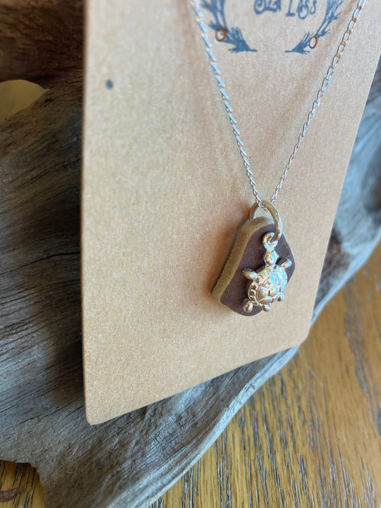 Turtle Scottish Sea Pottery 925 pendant