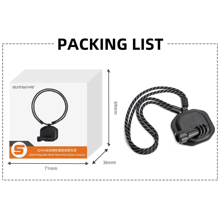 Sunnylife ZJ554 Magnetic Wearable Neck Phone Action Camera Holder (Black)