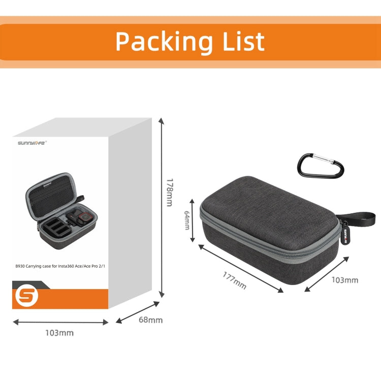 For Insta360 Ace / Ace Pro 1 / Ace Pro 2 Sunnylife Portable Carrying Case Handbag Mini Travel Case Organizer Protective Bag (Dark Grey)