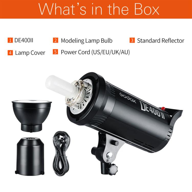 Godox DE400II 400Ws Studio Flash Light Strobe Lamp Head Bowens Mount Speedlight (UK Plug)