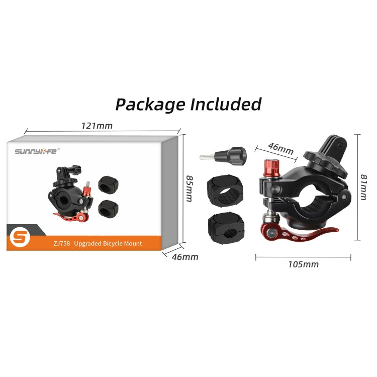 Sunnylife Sports Camera Universal Bicycle Clamp 360 Rotation 19-35mm Clip for DJI Action / Insta360 / GoPro (Black)