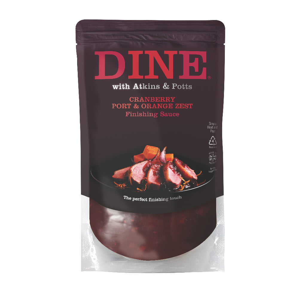 DINE with Atkins & Potts Cranberry, Port & Orange Zest Sauce (325g)
