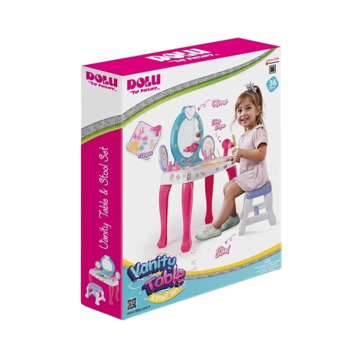 Dolu Unicorn Vanity Table & Stool - Pink