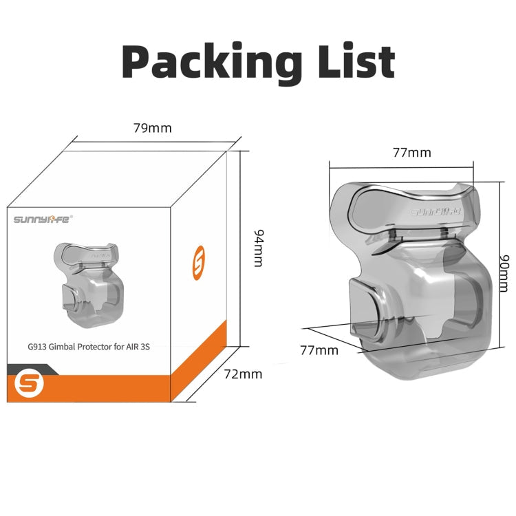 For DJI Air 3S Sunnylife Integrated Gimbal Cover Transparent Lens Cap Vision System Protector (Grey)