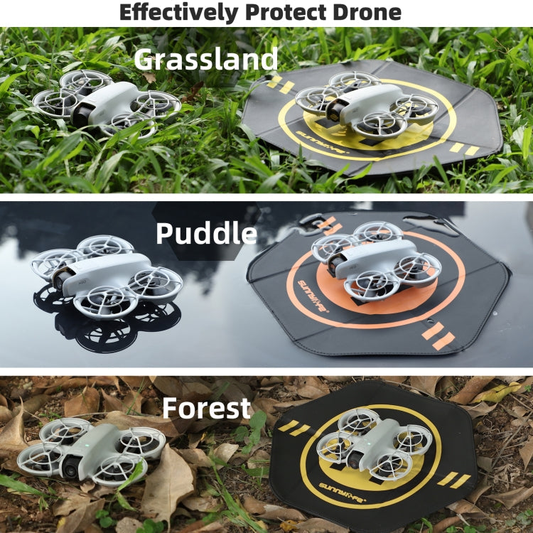 Sunnylife Drone Landing Pad 35cm Fast-Fold Double-Sided Leather Waterproof Helipad for DJI Neo / Avata 1 / 2 / Mini Series (Yellow+Orange)