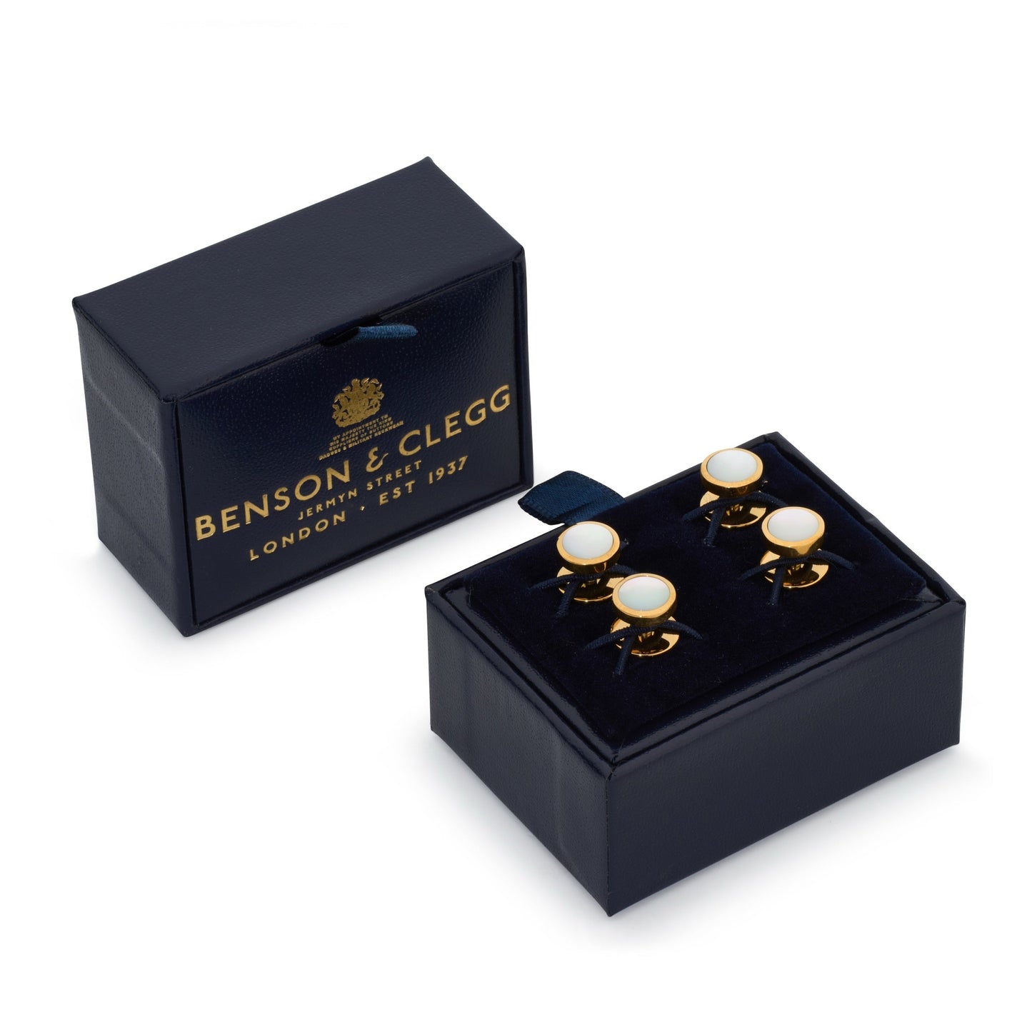 Mother Of Pearl Dress Studs In Gold
