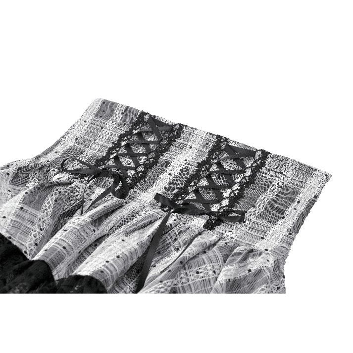 Dark in Love Hexa Layered Tartan Effect Lace Skirt