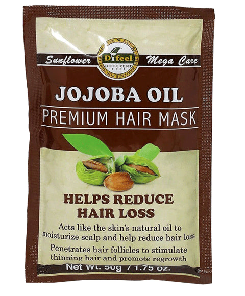 Difeel Jojoba Oil Premium Hair Mask - Deeply Moisturising & Strengthening for All Hair Types - 50g/1.76 oz