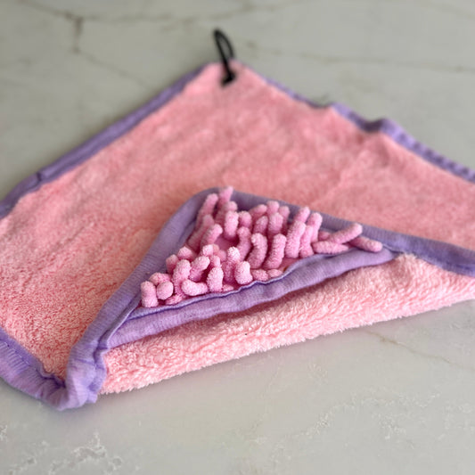 Mini Dog Towel + Clip, Pink & Lilac