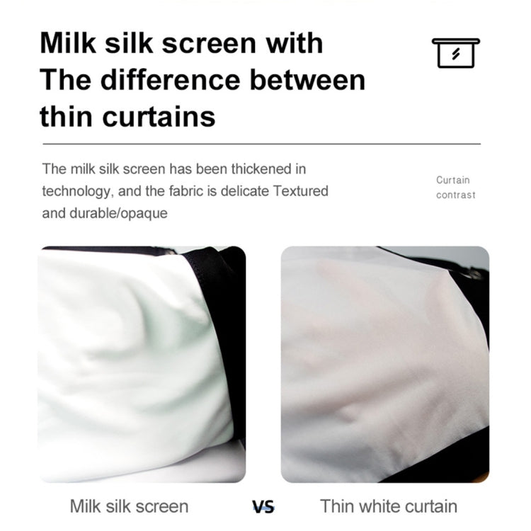 Folding Milk Silk Polyester Projector Film Curtain, 60 inch (16:9) Projection Area: 133 x 75cm, 60 inch (4:3) Projection Area: 120 x 90cm, 72 inch (16:9) Projection Area: 159 x 90cm, 72 inch (4:3) Projection Area: 146 x 110cm