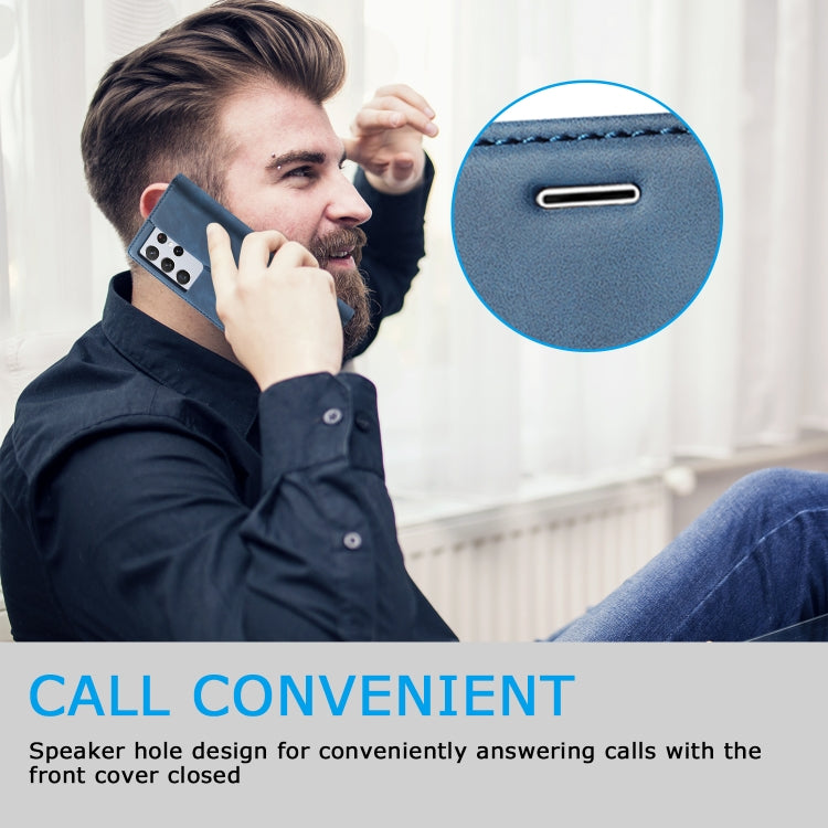 For Samsung Galaxy S21 Ultra 5G LC.IMEEKE Strong Magnetism Ultra-thin Horizontal Flip Matte TPU + PU Leather Case with Holder & Card Slots & Wallet(Blue)