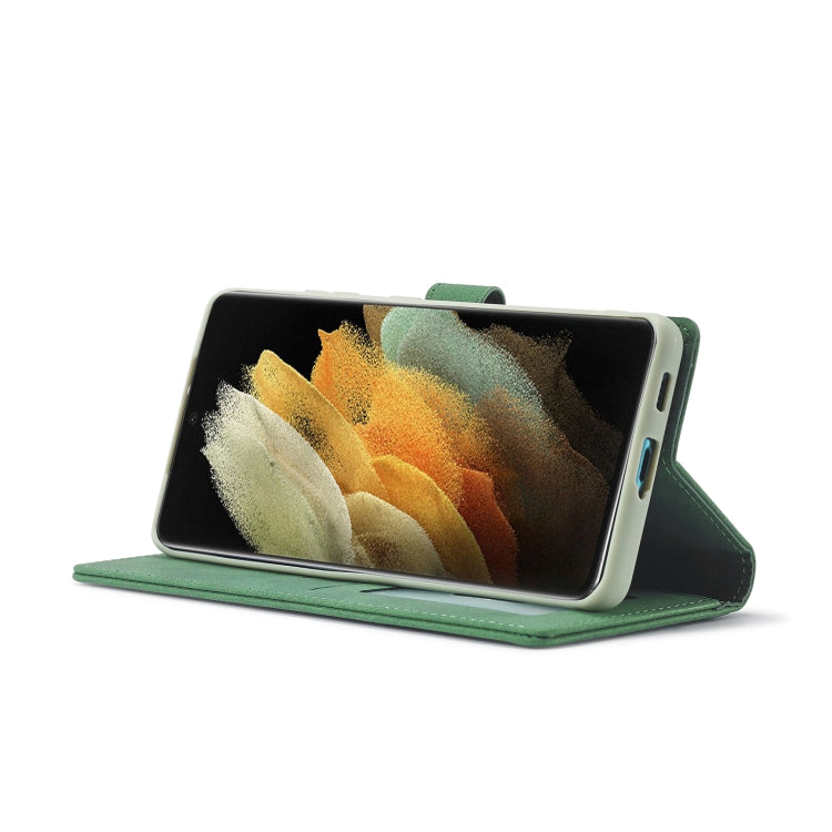 For Samsung Galaxy S21 Ultra 5G Forwenw F1 Series Matte Strong Magnetism Horizontal Flip Leather Case with Holder & Card Slots & Wallet & Photo Frame(Green)