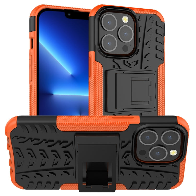 Tire Texture Shockproof TPU+PC Protective Case with Holder, For iPhone 13 Pro Max