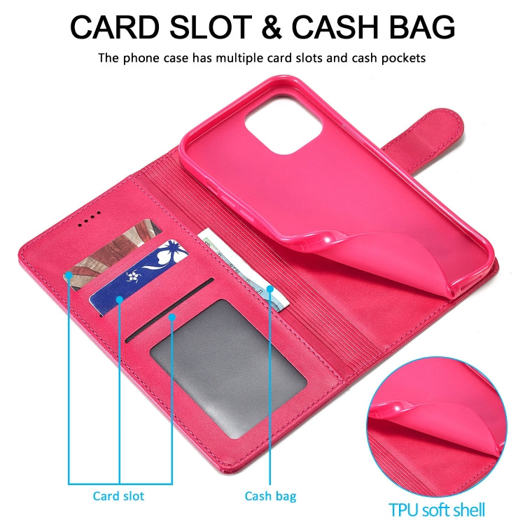 For iPhone 13 mini LC.IMEEKE Calf Texture Horizontal Flip Leather Case with Holder & Card Slots & Wallet (Red)