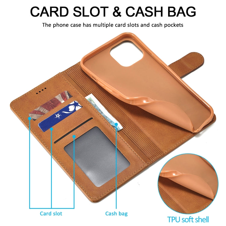 For iPhone 13 LC.IMEEKE Calf Texture Horizontal Flip Leather Case with Holder & Card Slots & Wallet(Yellow)