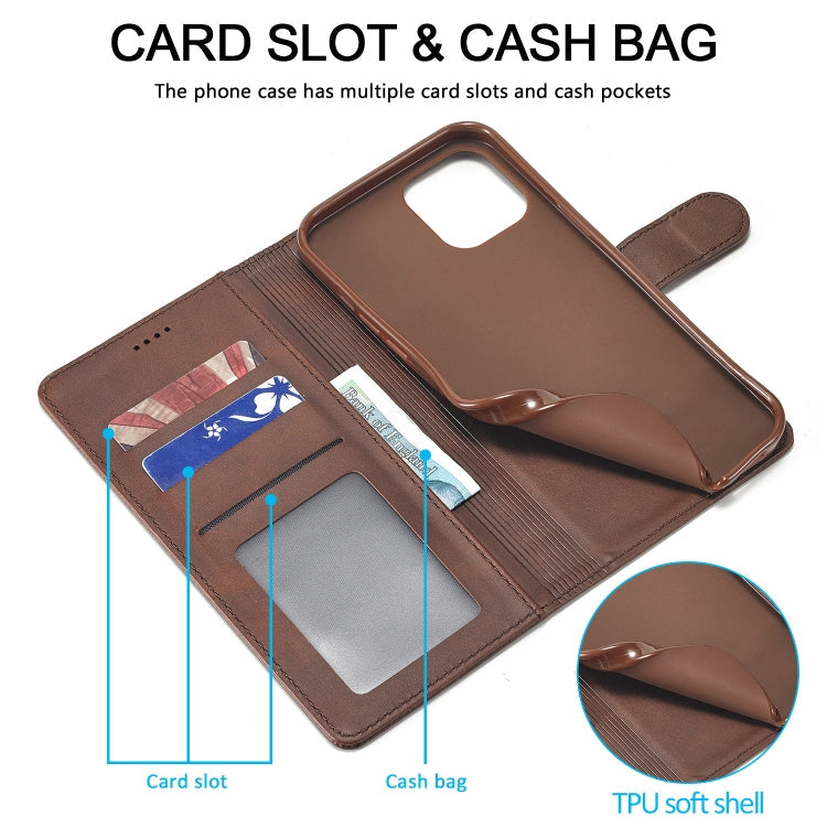 For iPhone 13 Pro LC.IMEEKE Calf Texture Horizontal Flip Leather Case with Holder & Card Slots & Wallet (Brown)