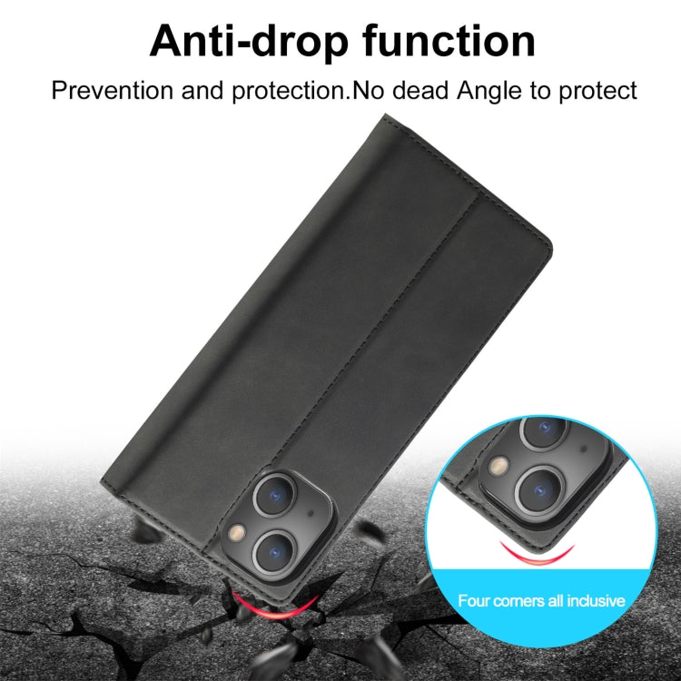 For iPhone 13 mini LC.IMEEKE Strong Magnetic PU + Matte TPU Horizontal Flip Leather Case with Holder & Card Slots & Wallet (Black)