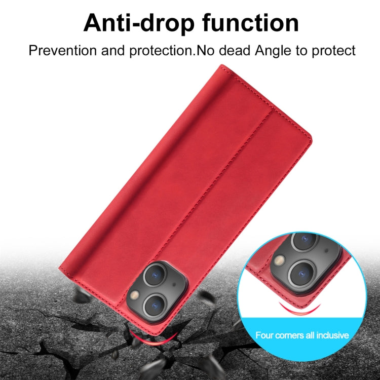 For iPhone 13 LC.IMEEKE Strong Magnetic PU + Matte TPU Horizontal Flip Leather Case with Holder & Card Slots & Wallet(Red)