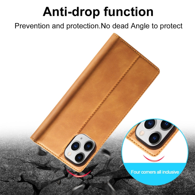 For iPhone 13 Pro LC.IMEEKE Strong Magnetic PU + Matte TPU Horizontal Flip Leather Case with Holder & Card Slots & Wallet (Brown)