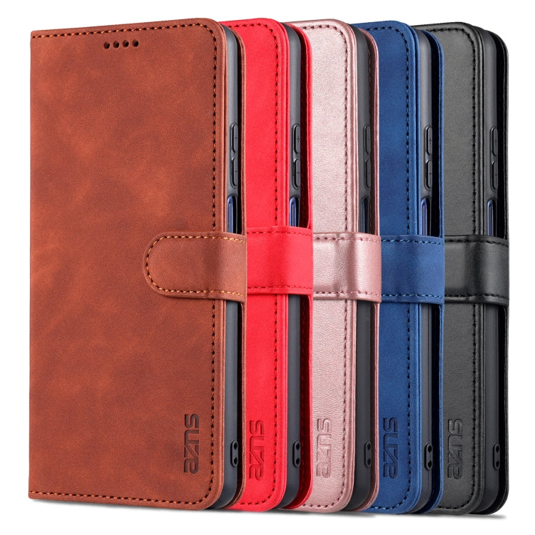 For Xiaomi Mi 10T Lite 5G AZNS Skin Feel Calf Texture Horizontal Flip Leather Case with Card Slots & Holder & Wallet(Red)