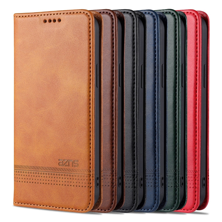 For iPhone 13 Pro AZNS Magnetic Calf Texture Horizontal Flip Leather Case with Card Slots & Holder & Wallet (Red)